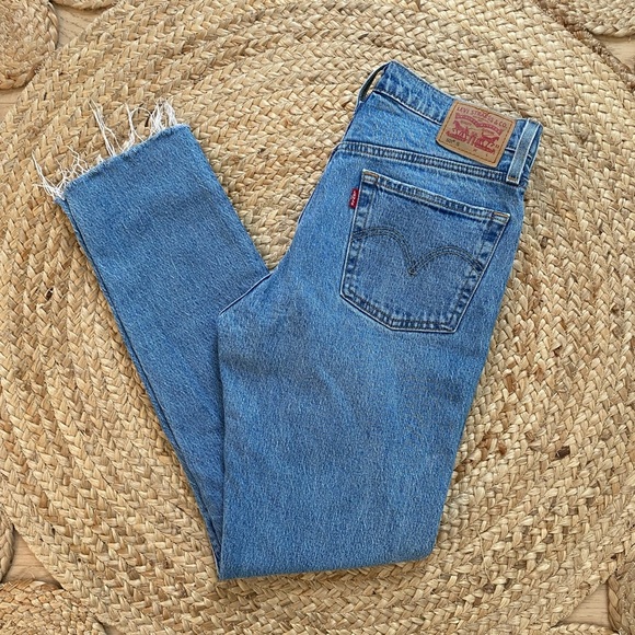 Levi's High Rise Denim Jeans with Frayed Hem - Picture 1 of 4